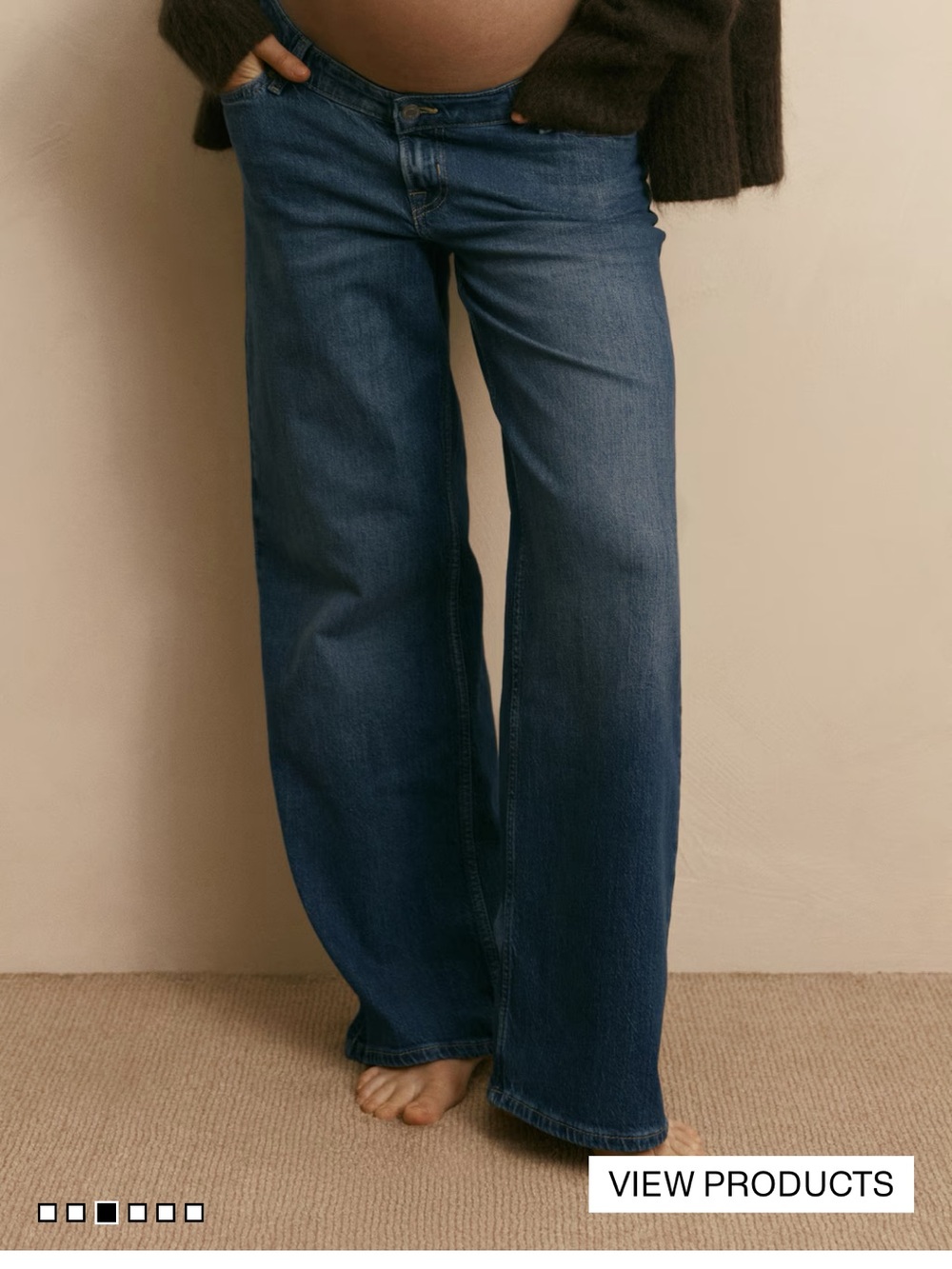 H&M maternity Wide Leg Flared Denim Jeans - Dark Blue